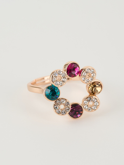 Кольцо круг Злата с разноцветными кристаллами Swarovski