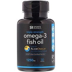 Омега 3 рыбий жир тройная сила Sports Research Omega-3 Fish Oil Triple Strength 30 гелевых капсул 1250mg