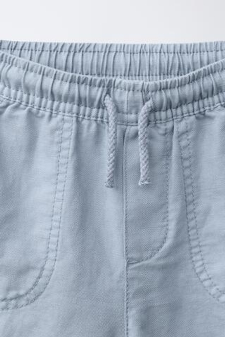 ZARA БЕРМУДЫ ИЗ ХЛОПКА И ЛЬНА, СИНИЙ