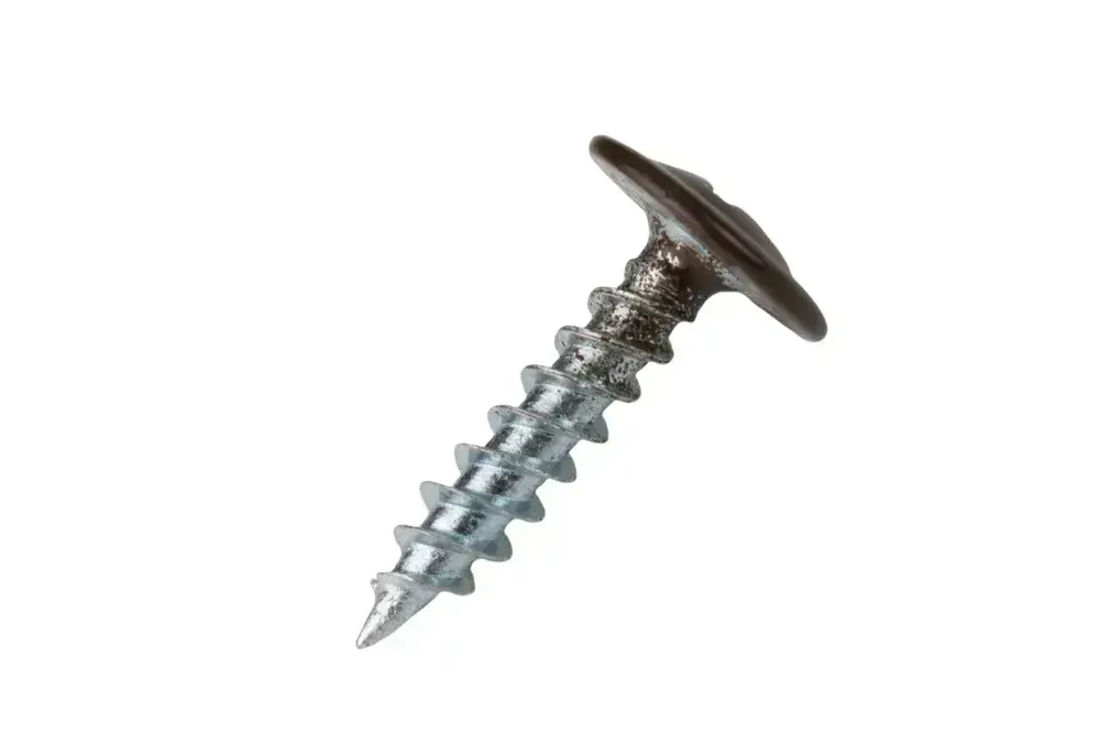 Саморез с прессшайбой 4,2х19 коричневый шоколад RAL8017 острые 100шт.