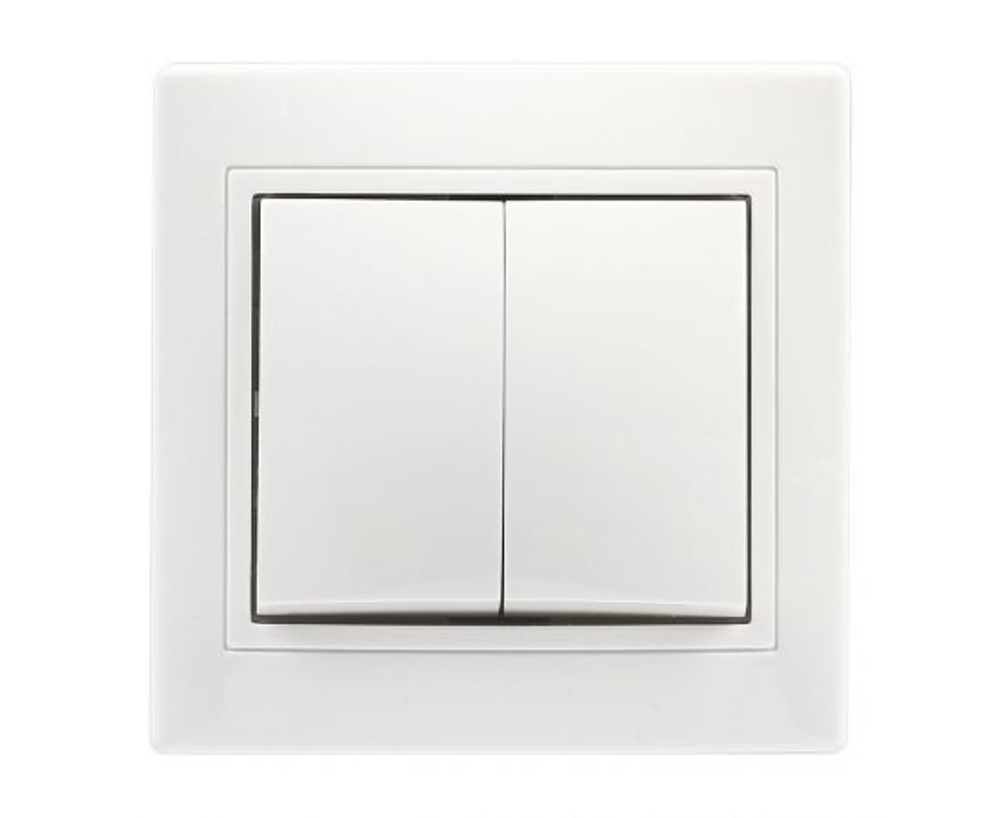 Выключатель Smartbuy 2-клавишный 10А, керамика "Венера" (SBE-01w-10-SW2-0-c), белый