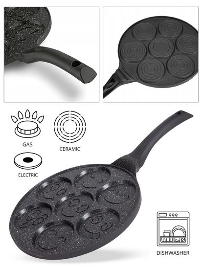 Сковорода для оладий 26 см. Kamille КМ 4212 смайлики