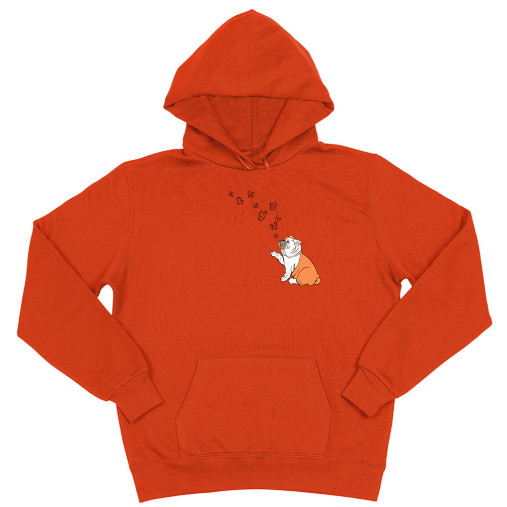 Толстовка "Английский бульдог с бабочками"