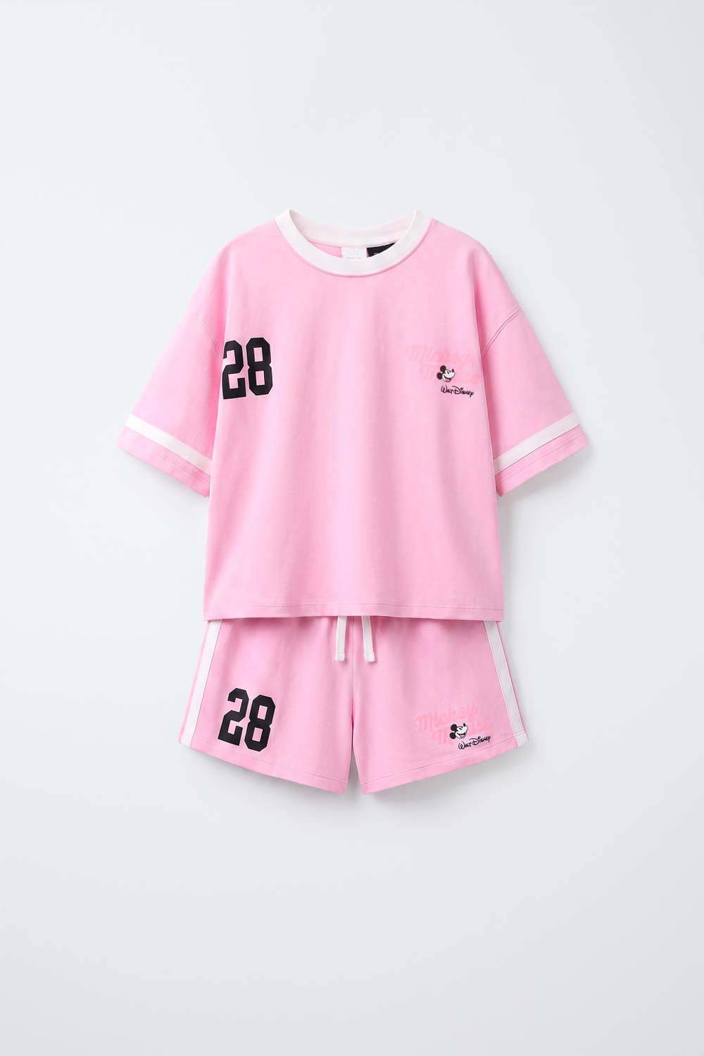 ZARA КОМПЛЕКТ ИЗ ФУТБОЛКИ И БЕРМУДОВ MINNIE MOUSE © DISNEY, РОЗОВЫЙ