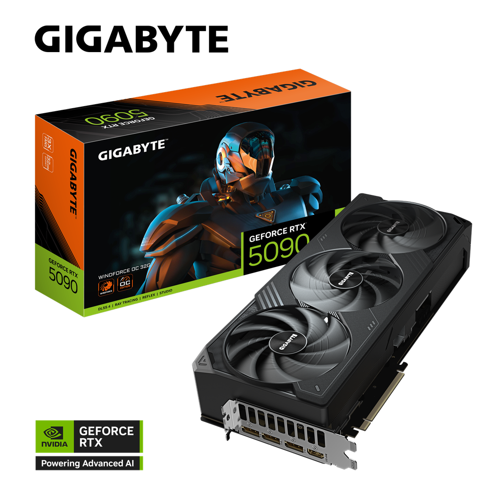 Видеокарта Gigabyte GeForce RTX™ 5090 WINDFORCE OC 32G GV-N5090WF3OC-32GD
