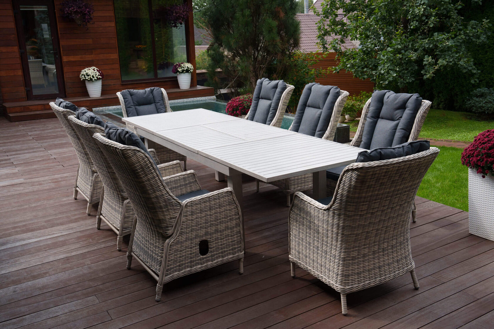 Раскладной обеденный стол Besta Fiesta из алюминия ГАРДА, серый