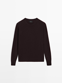 Massimo Dutti Кашемировый свитер с круглым вырезом, гранатовый