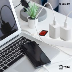 Удлинитель электрический ЭРА U-3es-3m-3x1,5 с заземлением с выключателем 3 розетки 3м ПВС 3x1,5мм2 16А