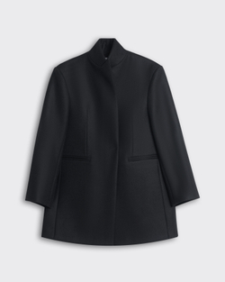 Пальто с асимметричным низом из шерсти Гуччи черный