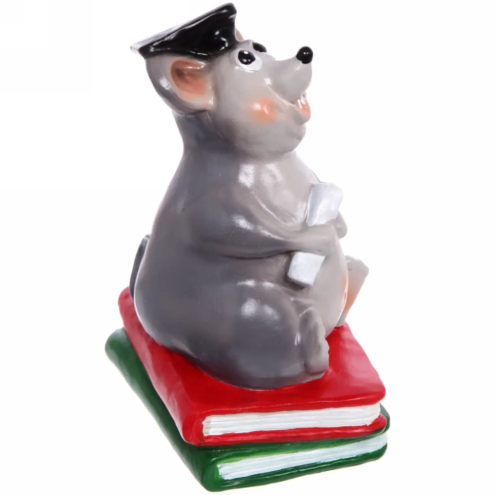 Копилка из гипса «Крыс ученый» 28см серый