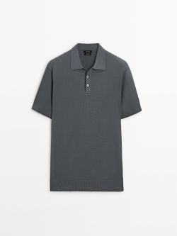 Massimo Dutti Трикотажное поло с короткими рукавами, серый