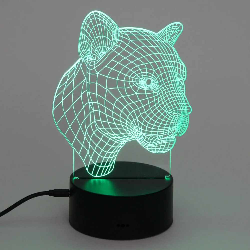 Светильник ночник «3D-Пантера» на пластиковой подставке, с включателем USB
