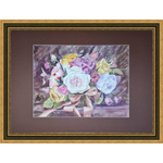 Картина авторская акварельная в паспарту 50х70 см на стену для интерьера "Голландский букет"