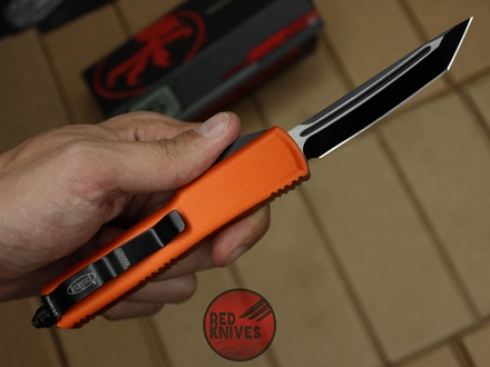 Нож Microtech Ultratech T/E - оранжевая рукоять, танто черный клинок RK-365