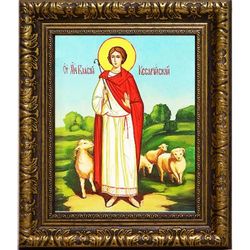 Власий Кесарийский Святой мученик. Икона на холсте.