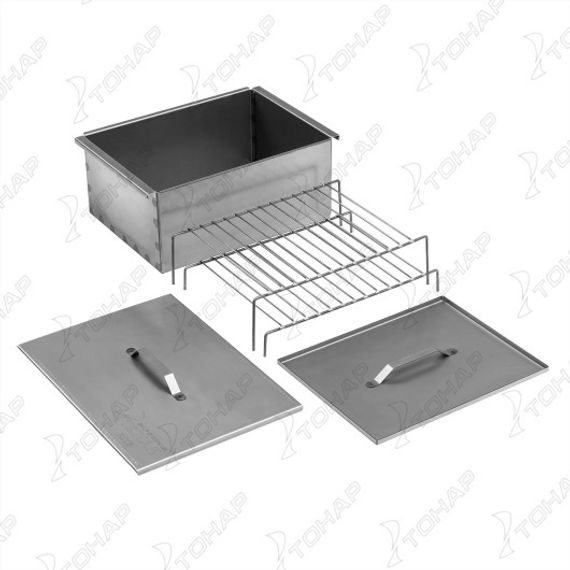 Коптильня двухъярусная Тонар с поддоном для сбора жира 380х280х170 (сталь 1,5 мм) (К-003)