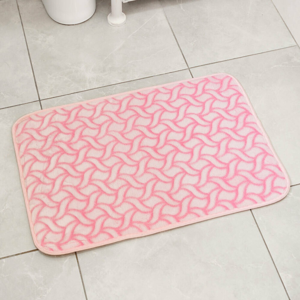 Коврик для ванной 40*60см "Зигзаги" мягкий ворс, полиэстер, розовый