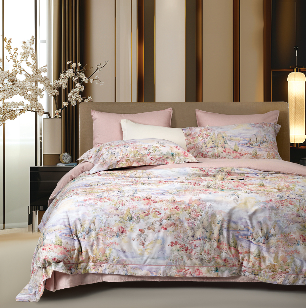 КПБ евро "Краски акварели" (хлопок) под:200х230см, пр:245х250, нав:48х74см (2шт)