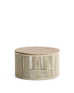 Уличчный столик Dandara из стали, веревки цвета экрю и массива акации Ø70 см