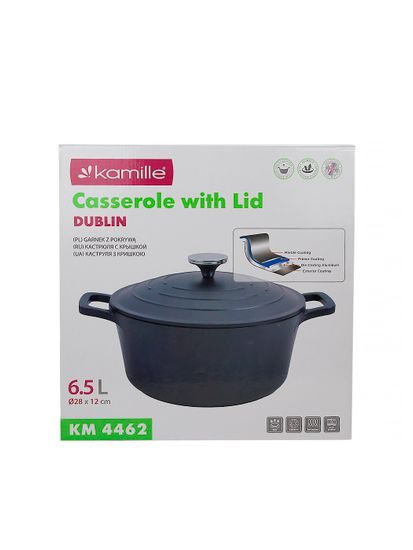 Кастрюля 6,5 л. Kamille KM 4462 серия DUBLIN из литого алюминия с антипригарным покрытием с крышкой