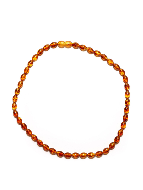 Чокер из натурального янтаря, длина 40 см, бусины оливка 9 на 5 мм. Чокер ручной работы из Калининграда