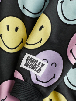 H&M Толстовка с круглым вырезом и принтом, темно-серый