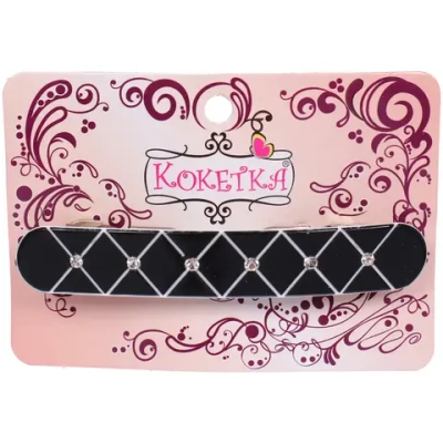 Заколка - автомат «ЭКЛЕР», форма прямоугольная, клео, цвет черный, 9*3см (блистер Кокетка)