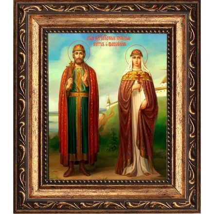 Купить икону Петр и Февронья Муромские. Икона под старину на дереве.