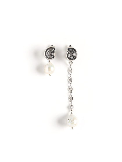 Серьги "Shell pearl peephole" Silver