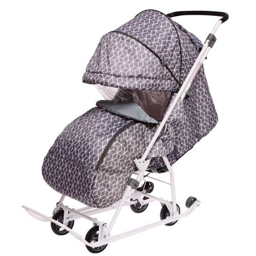 Санки-коляска Nika Наши детки НДТ3-1К/4 с ромбиками серый