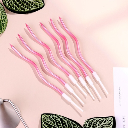 Свечи для торта витые «Серпантин» 6 шт.,розовый