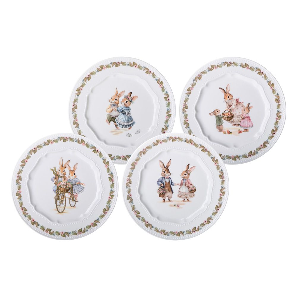 НАБОР ТАРЕЛОК ЗАКУСОЧНЫХ LEFARD "RABBITS FAMILY" 4 ШТ. 20,5 СМ