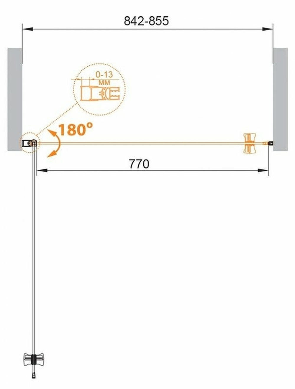 Душевая дверь Cezares Eco 85 ECO-O-B-1-85-P-Cr профиль Хром стекло рифленое