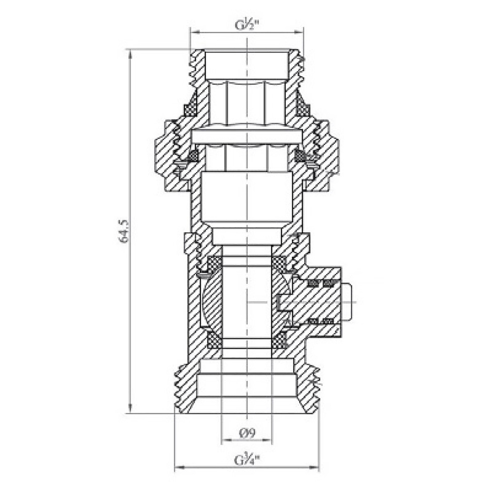 Узел нижнего подключения 1/2x3/4ЕК OGINT прямой раздельный