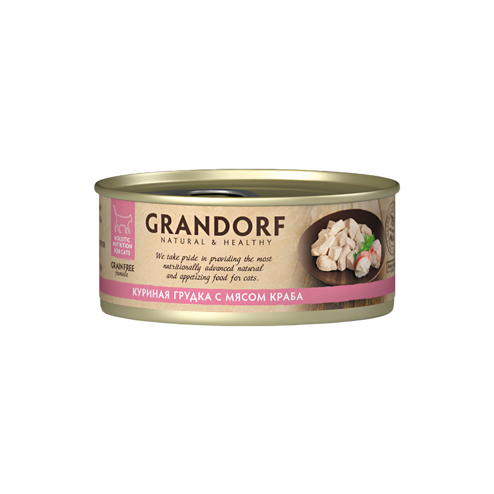 Grandorf Cat консервированный корм для кошек куриная грудка с мясом краба