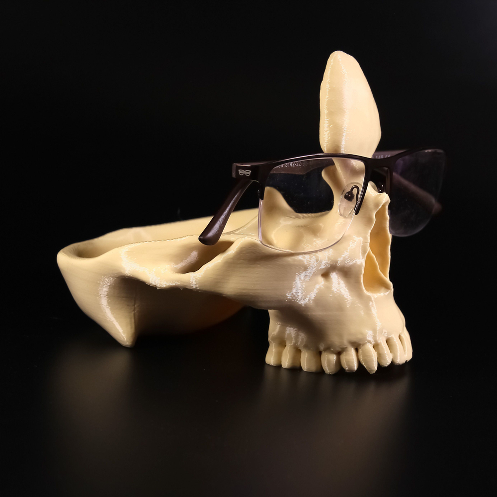 Подставка череп для очков и мелочей в прихожую, кремовый, 3D печать