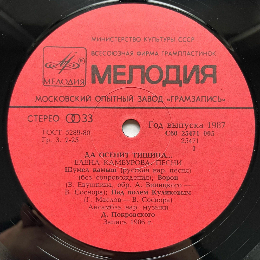 Винтажная виниловая пластинка LP Елена Камбурова Да Осенит Тишина... (СССР 1987)