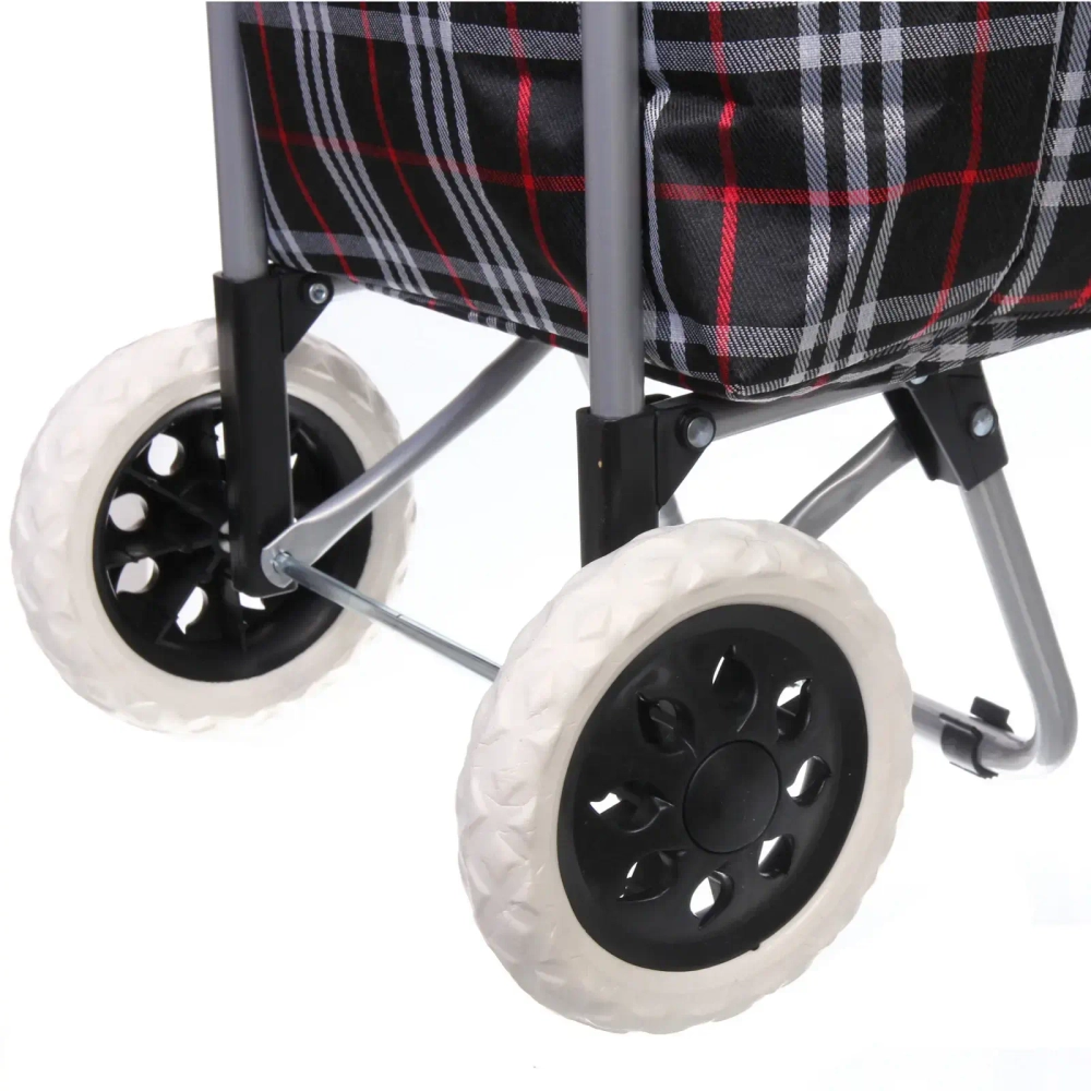 Тележка хозяйственная с сумкой (88*34*30см, колеса 16 см,грузоподъемность до 30 кг) клетчатая DC-306