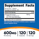 Nutricost, Экстракт корня ашваганды, 600 мг, 120 капсул