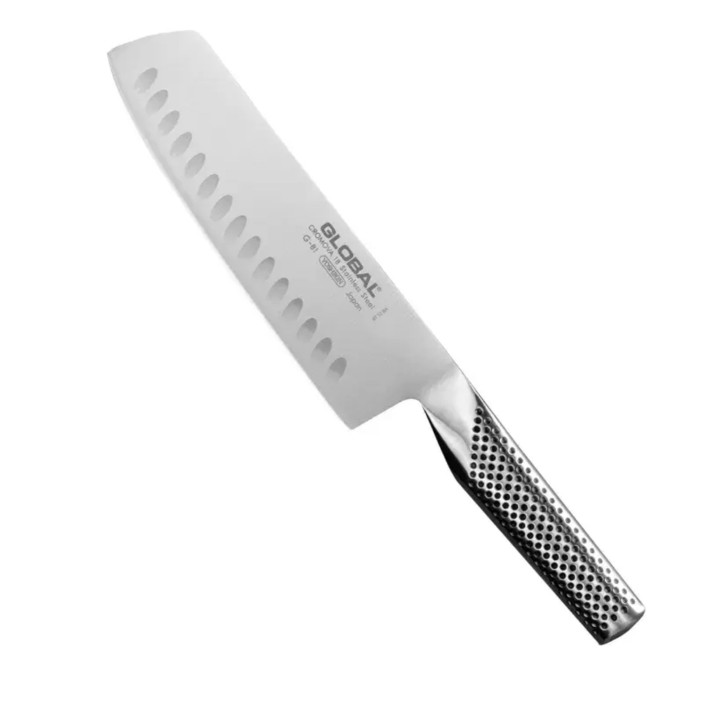 Global Нож для овощей Nakiri 18 см рифленый