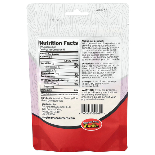 Dairyland Ginseng, американский женьшень в порошке, 118 мл (4 унции)