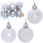 Новогодние шары 4 см (набор 6 шт) "Микс фактур", серебро (Серпантин)