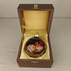 Набор шар новогодний с круговой росписью Палех "Охота" в футляре