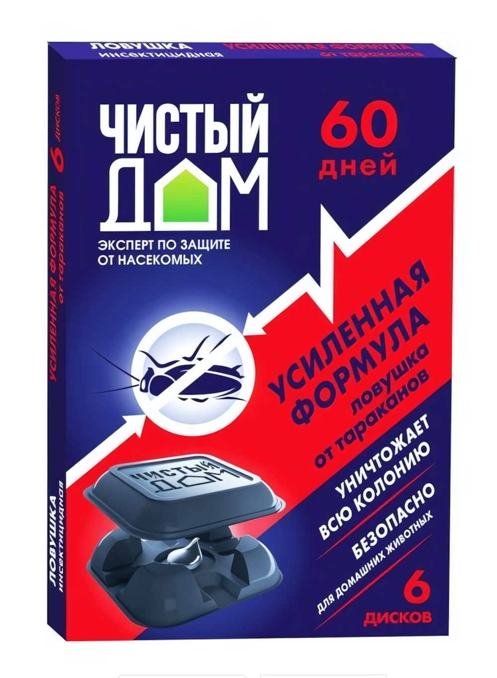 Ловушка ЧИСТЫЙ ДОМ инсектицидная от тараканов (6 дисков)