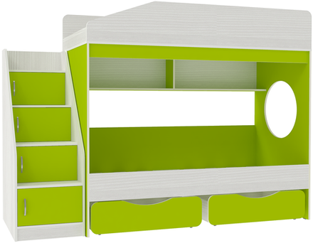 Двухъярусная кровать КарИВи Легенда 10.3 Белое Дерево Лайм