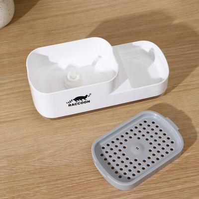 Белый кухонный дозатор для моющего средства с подставкой для губки и губкой