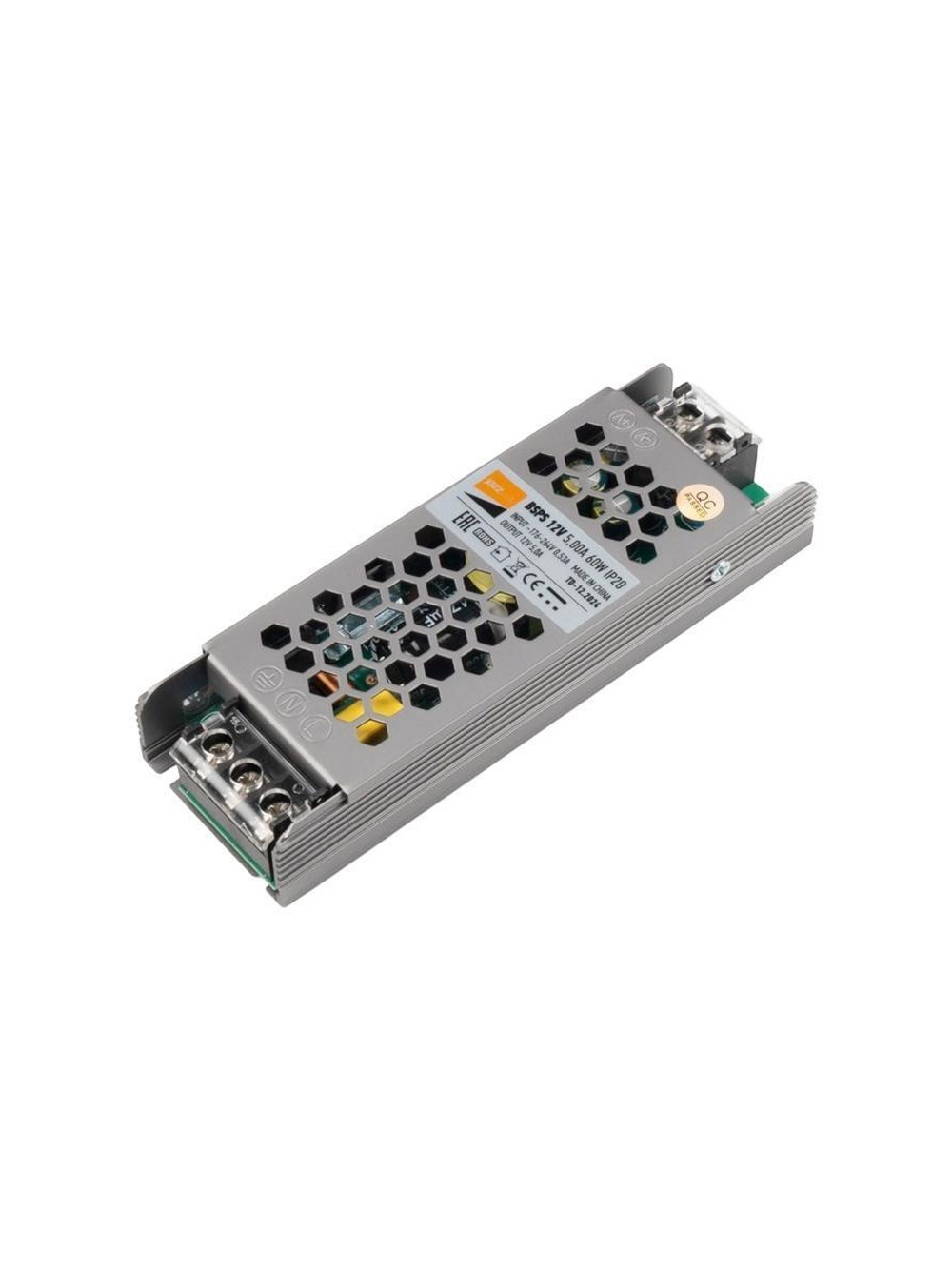 Блок питания для светодиодной ленты 60Вт 5А 12В IP20 BSPS метал. JazzWay 3329327A