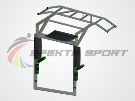 Турник-брусья-пресс на раме Прометей цельносварной с доп. хватами цв. белый Серый