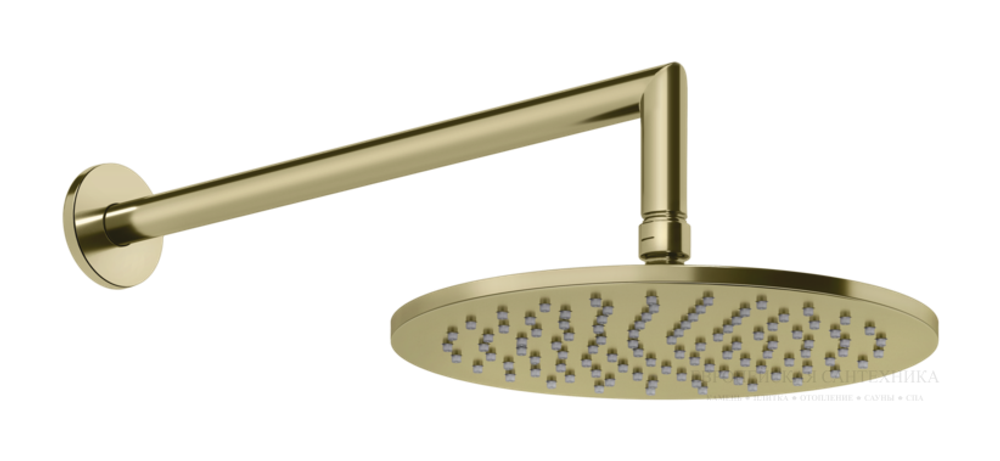 Верхний душ Gessi Anello, Ø250 мм, шарнирный с настенным держателем, цвет Brass PVD