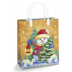 Сумка новогодняя Россия 23*27 см 150 мкм пласт. ручка Заходи на огонек 1 шт 40 шт/упак